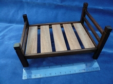 Dark Wood Slatted Double Bed 
